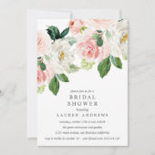 モダン赤面ブーケブライダルシャワーピンク結婚ズ 招待状 (正面)