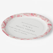 モダン赤面ペイズリータイポグラフィブライダルシャワールーン ペーパープレート (アングル)
