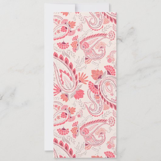 モダン赤面ペイズリータイポグラフィ結婚のメニューカード 招待状 (裏面)