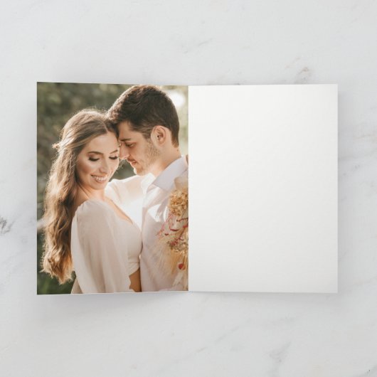 モダン赤面ペイズリータイポグラフィ結婚写真 サンキューカード (内部)