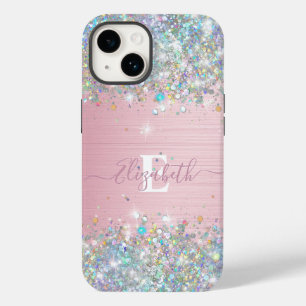モダン赤面ホログラフィフェイクーグリッターモノグラム Case-Mate iPhone 14ケース