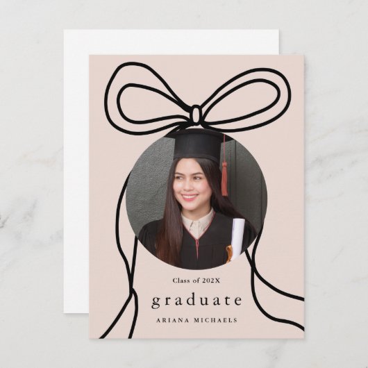 モダン赤面ボウワンフォトエクセシレーションパーティー招待状 案内ポストカード (正面/裏面)