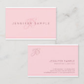 モダン赤面モノグラムのピンクミニマルテンプレート 名刺 (正面/裏面)