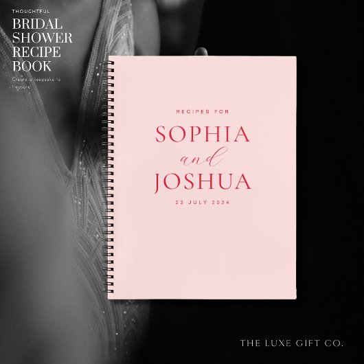 モダン赤面モノグラムブライダルシャワーカップルレシピ ノートブック