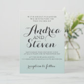 モダン赤面ライトアクア結婚式招待状 招待状 (スタンド正面)