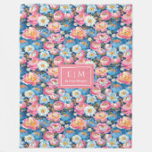 モダン赤面名門私立校風のピンクの水結婚色のスロー フリースブランケット (正面)