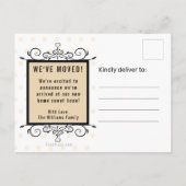 モダン赤面引っ越しましたファミリのサイン移動 案内ポストカード (裏面)