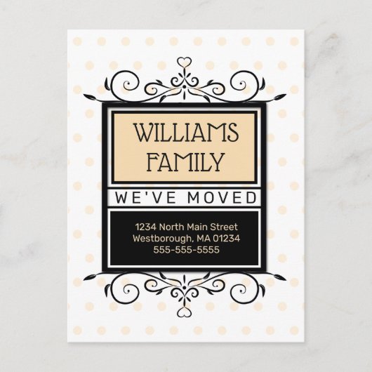 モダン赤面引っ越しましたファミリのサイン移動 案内ポストカード (正面)