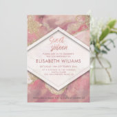 モダン赤面水色の洗いキラキラ 招待状 (スタンド正面)