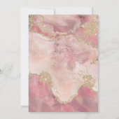 モダン赤面水色の洗いキラキラ 招待状 (裏面)