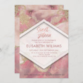 モダン赤面水色の洗いキラキラ 招待状 (正面/裏面)