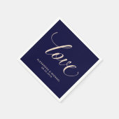 モダン赤面海軍タイポグラフィ |愛 スタンダードカクテルナプキン (角)