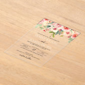 モダン赤面結婚フローラ アクリル招待状 (レイダウン)