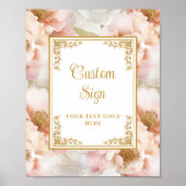 モダン赤面花の金ゴールドアクセントカスタム記号 ポスター (正面)