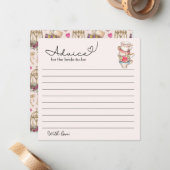 モダン赤面茶パーティーブライダルシャワーアドバイス ノートカード (正面/裏面インサイチュ)