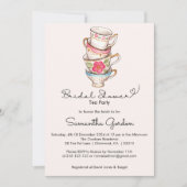 モダン赤面茶パーティーブライダルシャワー 招待状 (正面)