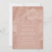 モダン赤面金ゴールド抽象芸術結婚式招待状 招待状 (正面)