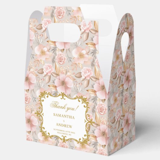 モダン赤面金ゴールド結婚式の引き出物ボックスカスタム文字 フェイバーボックス (オープン)