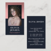 モダン赤面&ネイビープロフェッショナルビジネスフォト 名刺 (正面/裏面)