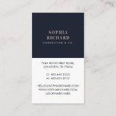 モダン赤面&ネイビープロフェッショナルビジネスフォト 名刺 (裏面)