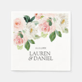 モダン赤面 |ピパーソナライズされたッ結婚ク・モノグラム スタンダードカクテルナプキン (正面)