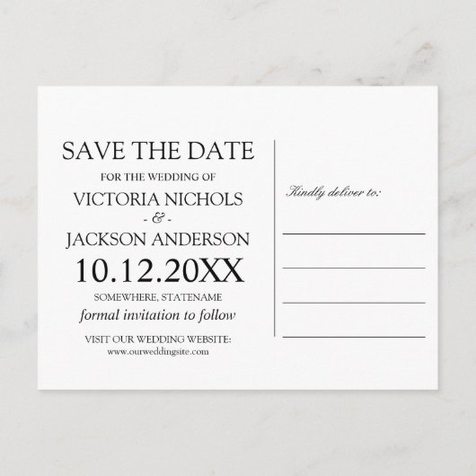 モダン赤面 |フローラ金ゴールドウェディング日付を保存 案内ポストカード (裏面)