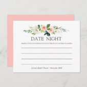 モダン赤面 |ブライダルシャワー日の夜ピンク アドバイスカード (正面/裏面)
