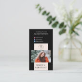 モダン赤面&ブラックメイクアップ美容師QRコード 名刺 (スタンド正面)