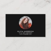 モダン赤面&ブラックQRコード写真 名刺 (正面)