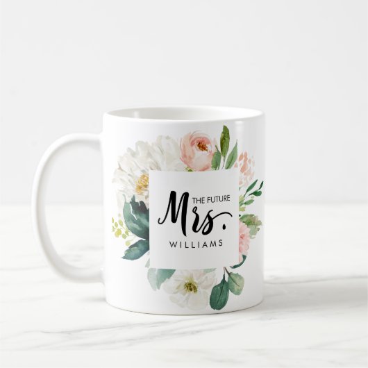 モダン赤面 |結婚の未来MRSタイポグラフィ コーヒーマグカップ (左)