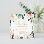 モダン赤面 | 1つの金ゴールド植物学結婚の 招待状 (スタンド正面)