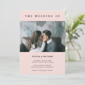 モダン赤面| 1枚の写結婚真 招待状 (スタンド正面)