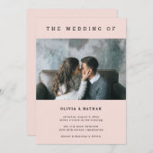 モダン赤面| 1枚の写結婚真 招待状 (正面/裏面)