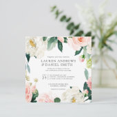 モダン赤面 | All in one Pink Botanical 結婚's 招待状 (スタンド正面)