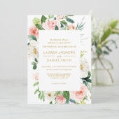 モダン赤面 | Chic Botanical金ゴールドフローラ結婚ズ 招待状 (スタンド正面)