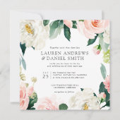 モダン赤面 | Chic Botanical Garland 結婚's 招待状 (正面)