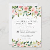 モダン赤面 | Chic Botanical Garland 結婚's 招待状 (正面)