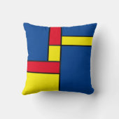 モダン赤、青、黄色の幾何学的 クッション (裏面)