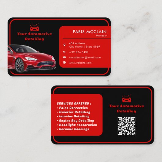 モダン車の詳細 |赤黒 名刺 (正面/裏面)