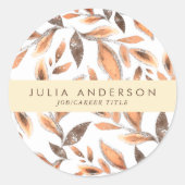 モダン輝くバラ金ゴールド植物体離れ型模様 ラウンドシール (正面)