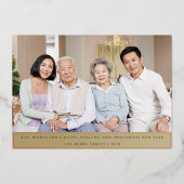 モダン辰年中国の元旦の写真 箔シーズンカード (裏面)