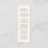 モダン追悼詩ミニブックマークカード スキニー名刺 (裏面)