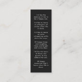 モダン追悼詩ミニブックマークカード スキニー名刺 (裏面)