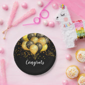 モダン退職パーティーブラックと金ゴールド ペーパープレート (パーティー)