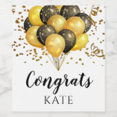 モダン退職パーティー白と金ゴールド ワインラベル (シングルラベル)