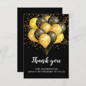 モダン退職パーティー金ゴールドブラックグリッター感謝していY サンキューカード (正面/裏面)