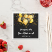 モダン退職パーティー金ゴールド黒 スタンダードカクテルナプキン (インサイチュ)