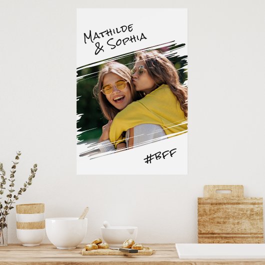 モダン通りアートあなたの写真を追加しますBBF友最高の人 ポスター (キッチン)
