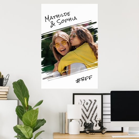 モダン通りアートあなたの写真を追加しますBBF友最高の人 ポスター (ホームオフィス)