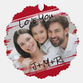 モダン通りアート写真を追加Love Youクリスマス オーナメントカード (正面)